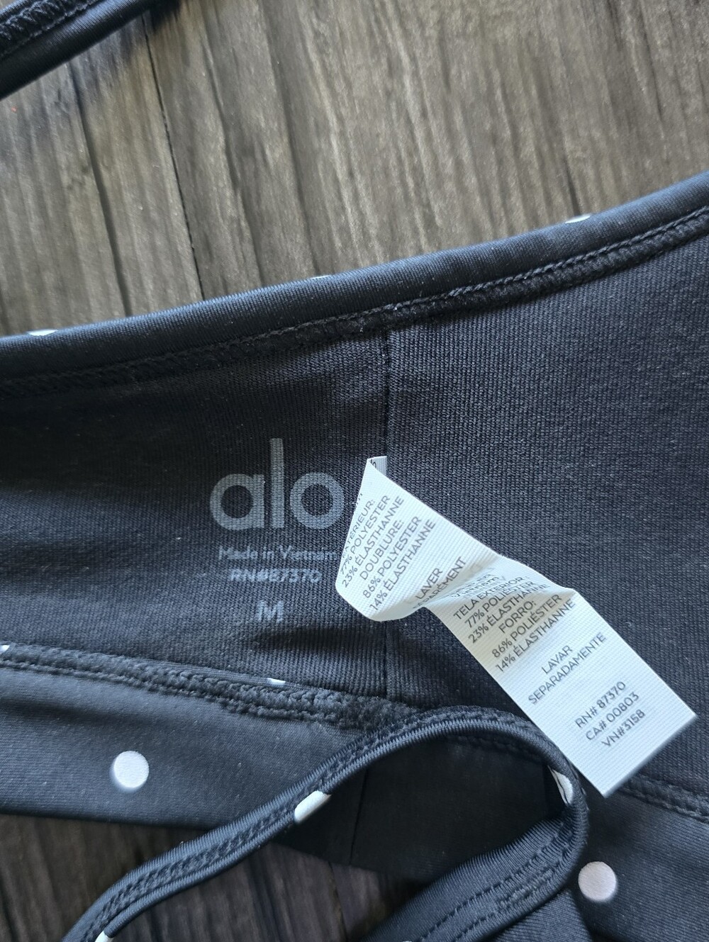 Alo Yoga Polka Dot Sports Bra Black/White Women's M Wireless - Picture 6 of 7
